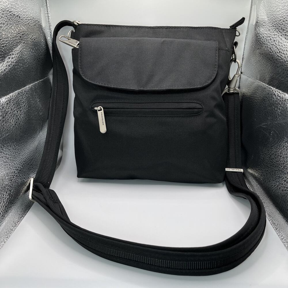 Travelon Anti-Theft Classic Mini Shoulder Bag Black RFID Security Travel EUC